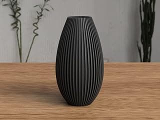 Vaso decorativo oval canelado preto design minimalista para sala quarto escritorio cozinha banheiro