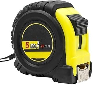Trena Métrica 5m x 19mm com Trava Automática e Clipe de Cinto – Fita de Medição Resistente Amarela e Preta