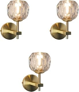 Kit 3x Arandela Dourada Cúpula de Cristal Luxo Espesso 90º G9 Bivolt