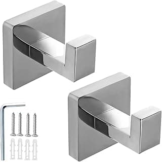 Kit 2 Ganchos de Parede Aço Inox Suporte Toalha Banheiro Multiuso