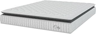 Colchão Casal King Molas Ensacadas City Pillow Top 193x203x23cm Branco/Preto Hellen - Suporta até 110kg por Pessoa