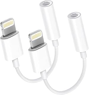 Adaptadores Lightning para fone de ouvido 3,5 mm para iPhone, brancos, compatíveis com iPhone 14, 13, 12, 11, Pro, XR, XS, X, 8, 7, iPad, iPod.