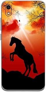 Capa adesiva para Xiaomi Redmi 7A com silhueta de cavalo em pôr do sol