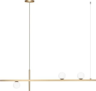 Luminária pendente dourado com três globos de vidro estilo moderno