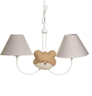 Potinho de Mel Lustre com 2 Lâmpadas Simples com 2 Caras de Urso, Quarto Bebê Infantil Menino