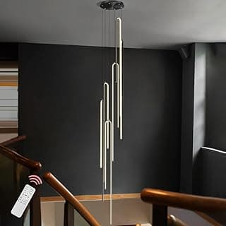 Lustre pendente LED ajustável com controle remoto para escadaria