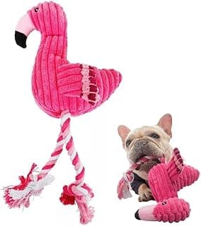 Brinquedo Pet Flamingo Rosa de Pelúcia com Corda e Apito, 34cm, para Cães