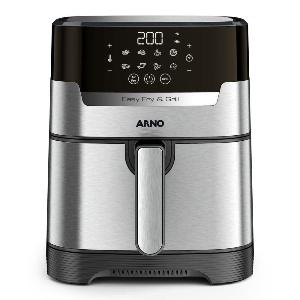 Fritadeira sem Óleo Arno Airfryer & Grill Expert Digital 2 em 1 4,2L Inox e Preta 220V