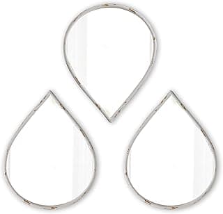 Conjunto de 3 espelhos rústicos em forma de gota de lágrima para decoração de parede