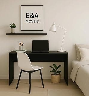 Escrivaninha Moderna Bicolor, Branco e Cinza, 110cm x 45cm x 75cm, para Home Office (preto)