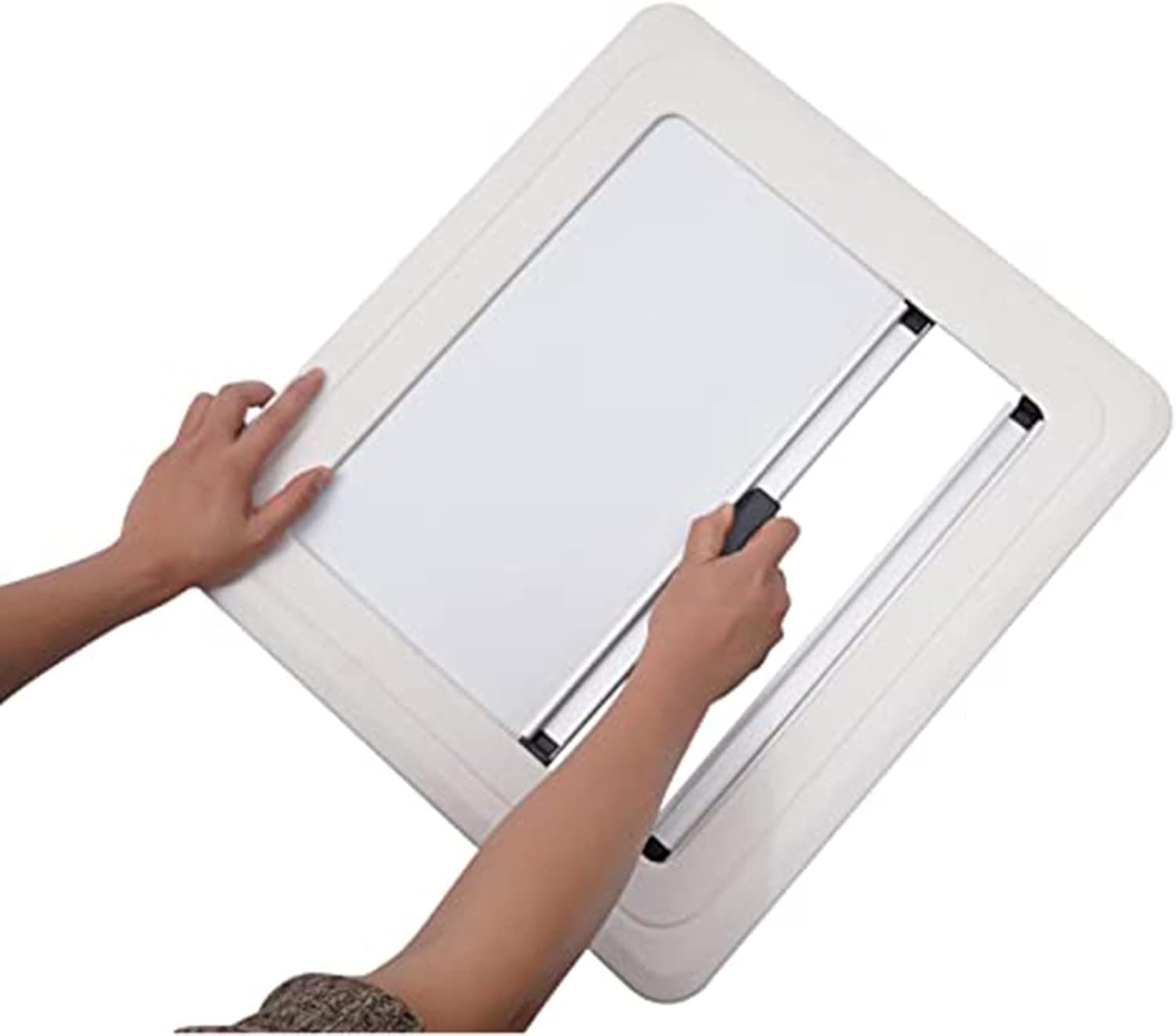 Janela Externa com Dobradiça Superior e Persiana Integrada 45x50cm Branca para Motorhome