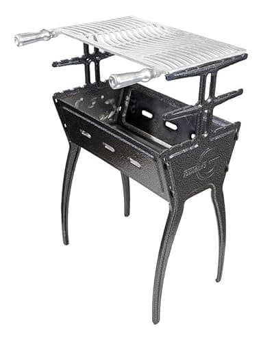 Churrasqueira de alumínio fundido preto 81 cm com grelha superior e inferior