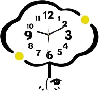 Relógio de parede decorativo em acrílico preto com pêndulo, ideal para escritório, sala de estar, sala de aula ou escola.