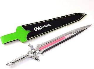 Faca de metal com cabo preto e verde, marca 'MU MODEL', linha rosa, design elegante, fundo branco