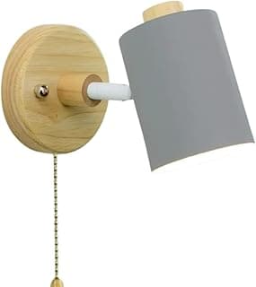 Luminária arandela cinza com interruptor de cordinha para cabeceira de cama