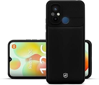 Capa preta simétrica para Xiaomi Redmi 12C com logotipo da Gshield