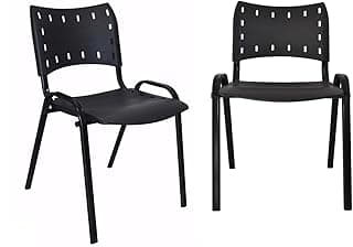 Ecom Home - Kit Conjunto 2 Cadeiras ISO Empilháveis Preta Base Preta
