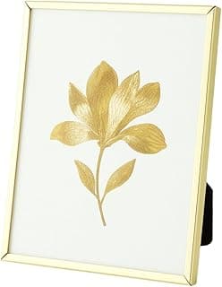 Porta retrato de metal dourado com vidro espelhado e flor dourada refletida