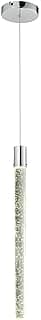 Pendente de teto Hevvy Tubo de Cristal com LED, metal cromado, vidro transparente