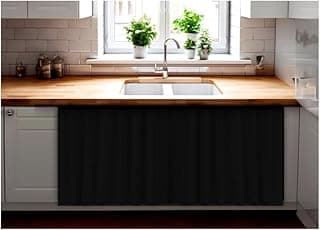 Cortina De Pia para Cozinha Dispensa Balcão Pias em geral Blackout Impermeavel 138x80 cm cor Preto material resistente antmofo 100% PVC