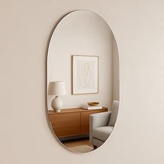 Espelho oval lapidado 80x50cm, luxo sem moldura para parede, sala, quarto ou banheiro