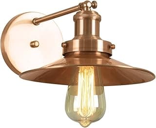 Arandela Industrial Vintage em Cobre com Lâmpada Acesa