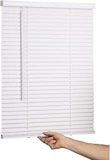 Lotus & Windoware Mini persiana sem fio, ripas de vinil de 2,5 cm, brancas, persianas de janela para casa e escritório, persianas de porta interior - filtragem de luz - 42 cm x 91 cm, branca