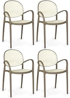 Kit 4 Cadeiras de Jantar Roma com Braço para Sala e Cozinha - Branco/cinza Escuro