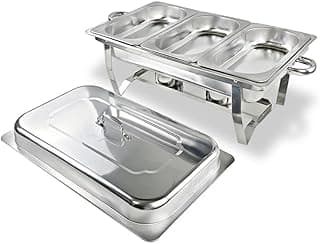 Rechaud Inox 9L com 3 Cubas – Profissional para Buffet, Festas e Restaurantes