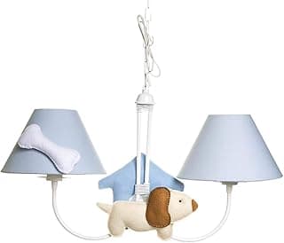 Potinho de Mel Lustre com 2 Lâmpadas Simples com Cachorro, Casinha e Ossinho, Quarto Bebê Infantil Menino