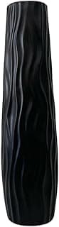 Vaso de chão preto decorativo moderno com design ondulado para decoração de quarto ou sala de estar
