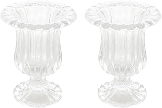 Vasos de vidro decorativos Lyor Renaissance pequenos, 11x14,5cm, transparentes, para flores, com design esculpido.