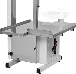 Serra de fita 2 em 1 com mesa móvel e moedor 1/2, em fundo branco, com cabo preto.