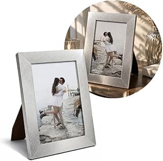 Porta Retrato 15x21 Madeira Prateado Luxo Decor Linhas Com Vidro Vertical Horizontal