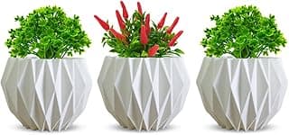 Kit 3 Vasos Decorativos Origami Brancos para Plantas Suculentas