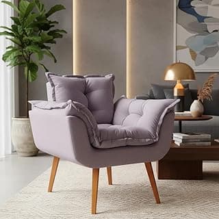 Poltrona Decorativa Alice Confortável Para Sala Quarto Recepção Escritório Manicure Tecido Linho (Rosa Velho)