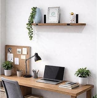Prateleira Rustica Industrial 60x15 Madeira MDF Amadeirado Louro Freijó – Suporte Mão Francesa – Decoração Moderna para Sala, Cozinha, Quarto e Escritório