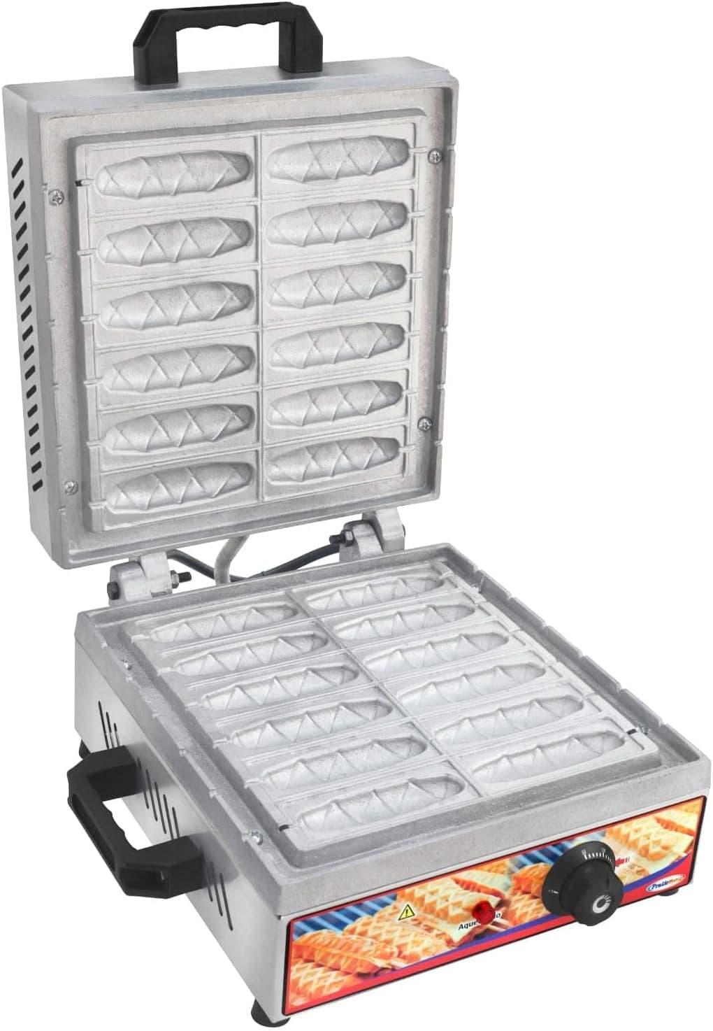 Máquina de Crepe no Palito Elétrica 12 Cavidades Inox (110, Volts)