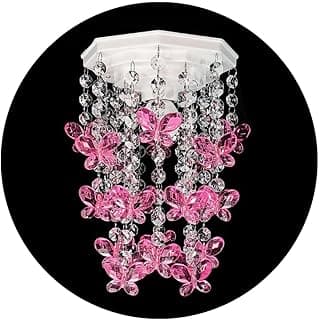Luminária infantil borboleta rosa com cristais transparentes