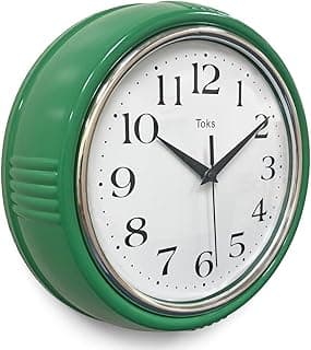 Lily's Home Relógio de parede retrô, design vintage de 24cm,movimento de quartzo silencioso sem tique-taque,operado por bateria,perfeito para cozinha,sala de estar,escritório e uso interno(Verde)