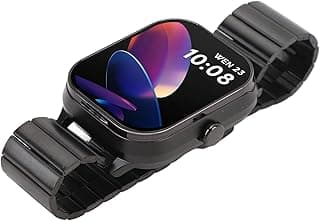 Cryfokt Smartwatch TFT de 2,01 Polegadas Com Fones de Ouvido 2 Em 1, NFC Smart Sports Watch Sem Fio Bluetooth Fone de Ouvido Rastreador de Fitness, Com Controle Remoto de (Preto com pulseira de aço)