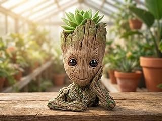 Decoração Geek Baby Groot com Suculenta - Vaso Decorativo e Porta Canetas
