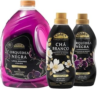 Kit Coala Lavanderia Premium com Lava Roupas Orquídea Negra e Amaciantes Chá Branco e Orquídea Negra