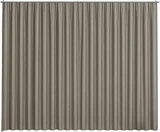 Cortina blackout cinza para trilho suíço, bloqueia luz, ideal para ambientes com pé direito alto.
