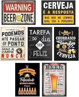 Kit 7 Quadros Decorativos Trio Churrasqueira Área Gourmet