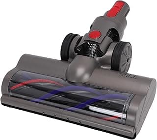 Cabeça de vácuo multifuncional para aspirador de pó sem fio, cinza, com rodas e design transparente.