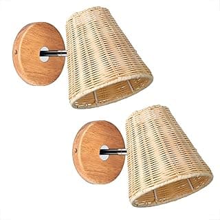 2 Arandela Palha Fibra Natural Rattan Direcionável Nat94