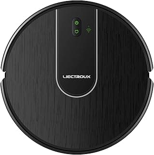 Robô aspirador Liectroux L200 3 em 1, preto, com logo central e ícones de status.