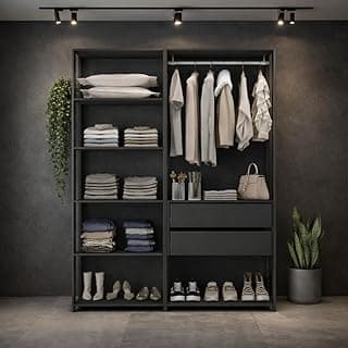 Guarda-roupa Closet Modulado Texas 2 Gavetas 135cm Multimóveis Mp4786 Preto
