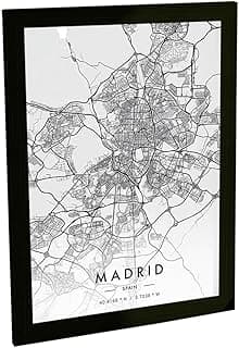 Quadro Decorativo A4 Mapa de Madrid, Espanha - Preto e Branco